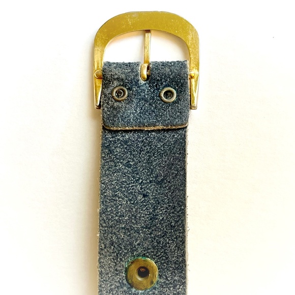Ventex Antimagnetic Windup Brass Toned Blue Suede Strap Bumblebee Watch main image 8